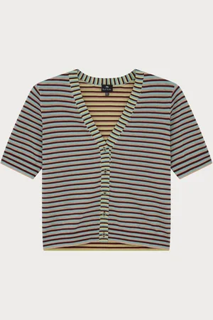 Paul Smith Blue Stripe Knitted V-Neck Short Sleeve Cardigan XL