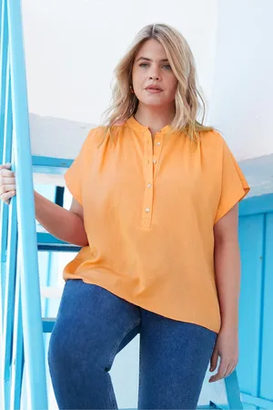 Live Unlimited London Womens Apricot Curve Short Sleeve Button Shirt