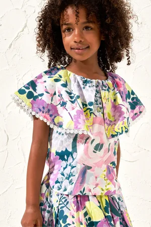 Angel & Rocket Girls Darcy Print Collar 100% Cotton Top