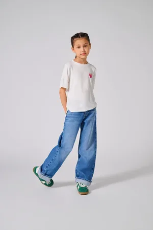 ONLY Girls Loose 100% Cotton Fold Up Jeans