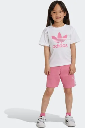 adidas Girls 100% Cotton Shorts And T-Shirt Set