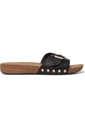 FitFlop IQushion Adjustable Buckle Leather Slides AU 6 (EU 37)
