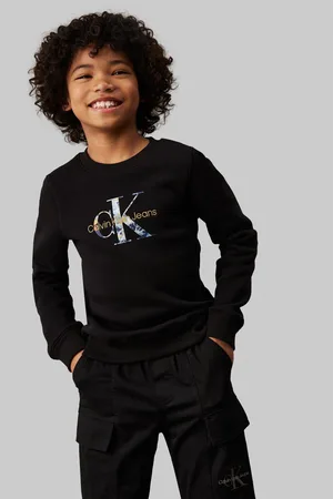 Calvin Klein Black Monogram Crew Neck Fleece Jumper 10 Years (140cm)