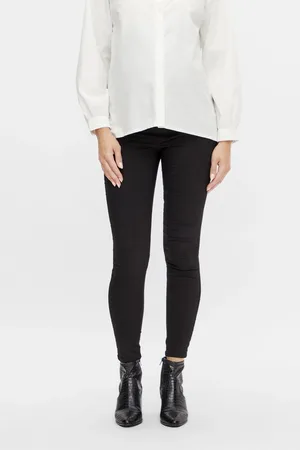 Mama;licious Womens Slim Fit High Waist Over the Bump 100% Cotton Maternity Jeans