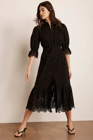 mint&berry Broderie 100% Cotton Midi Dress AU 6