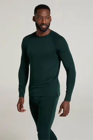 Mountain Warehouse Green Merino Mens Round Neck Thermal Top S