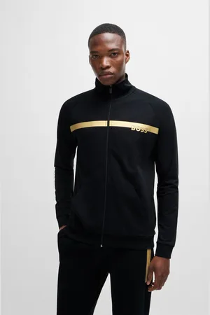 HUGO BOSS Mens 100% Cotton Logo Zip Up Jacket