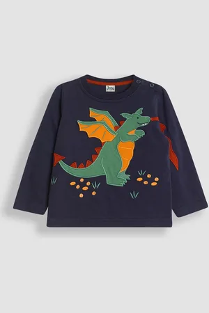 JoJo Maman Bébé Boys Navy Dragon Appliqué Top