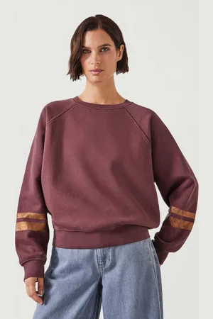 Hush Puppies Womens Gemma Foil Stripe Relaxed 100% Cotton Sweatshirt
