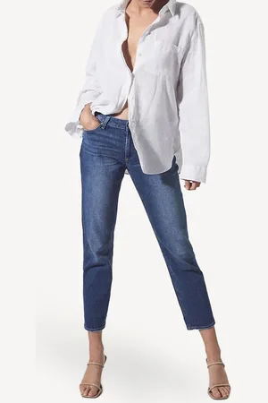 Paige Womens Light Brigitte Mid Rise Boyfriend Jeans