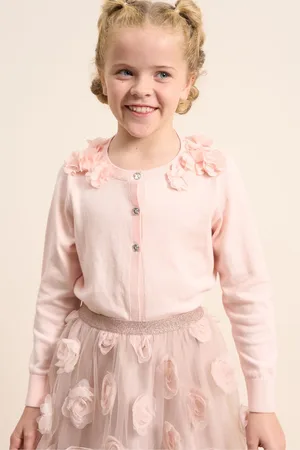 Angel & Rocket Girls 100% Cotton Flower Trim Cardigan