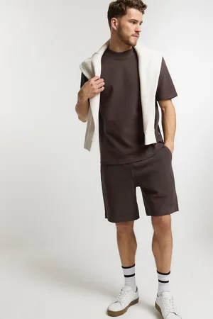 River Island Mens Dark 100% Cotton Washed Waffle Shorts