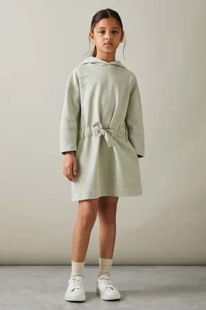 Reiss Girls Sage Jade 4-9 yrs Cotton Hooded Logo Dress