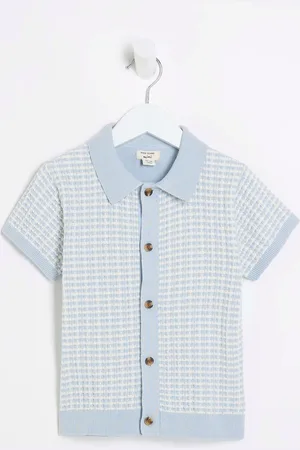 River Island Boys Textured Revere Knit 100% Cotton Polo Shirt 1.5