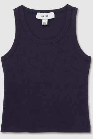 Reiss Girls Navy Violet Teen Cotton Blend Ribbed Vest