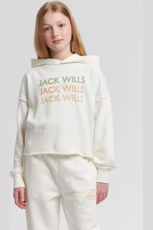 Jack Wills Girls Loose Fit Girls Repeat Logo 100% Cotton Hoodie