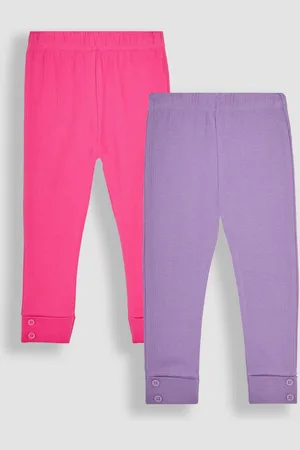 JoJo Maman Bébé Girls Lilac 2-Pack Rib Leggings