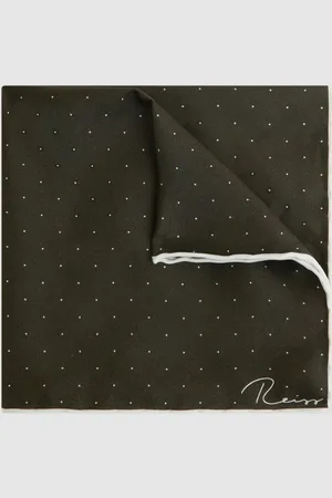Reiss Mens Dark Liam Polka Dot Silk Pocket Square