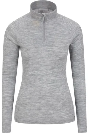 Mountain Warehouse Grey Womens Merino Zip Neck Thermal Top AU 8