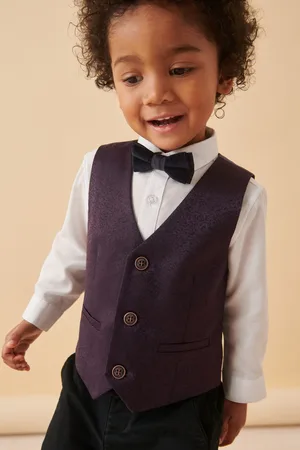Next Boys Plum Waistcoat, Shirt & Bowtie Set (3mths-9yrs)