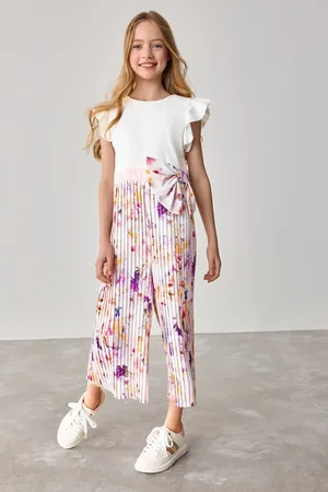 Ted Baker Pleated Bow Waist Frill Shoulder Jumpsuit 5 Years (110cm)