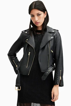 AllSaints AllSaints Black/Gold Balfern Biker Jacket AU 8