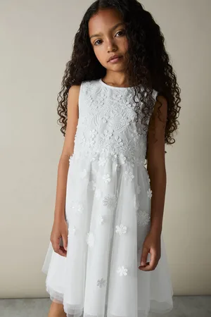 Reiss Girls Ivory Clementine 9-13 yrs Tulle Floral-Embroidered Bridesmaid Dress