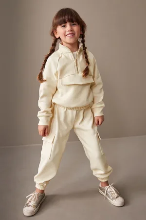 Next Girls Ecru Zip Crew And Cargo Joggers Set (3-16yrs)