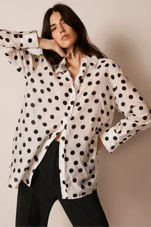 mint&berry Womens Polka Dot Print Longline Shirt