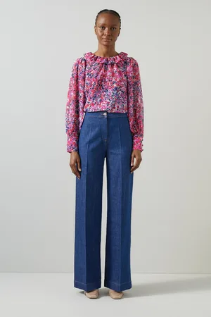 LK Bennett Womens Erin Multi Watercolor Floral Blouse