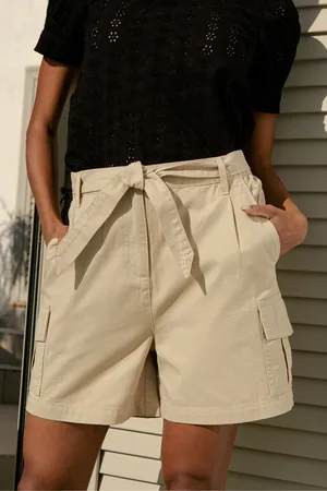 Threadbare Womens Cream 100% Cotton Belted Cargo Shorts