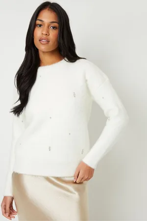Threadbare Womens Diamante Embellished Brushed Knitted Jumper