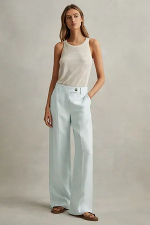 Reiss Womens Lori Viscose-Linen Wide Leg Suit Trousers