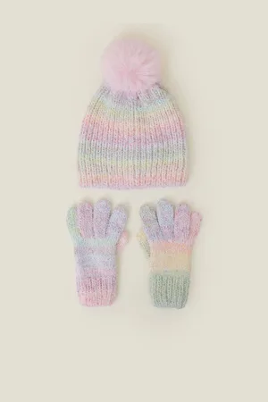 Accessorize Girls Girls Ombre Chenille Knit Hat and Gloves Set