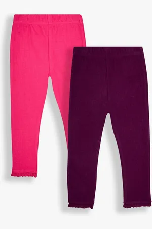 JoJo Maman Bébé Girls Plum 2-Pack Rib Leggings