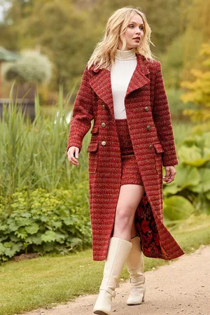 Joe Browns Womens Textured Tweed Double Breasted Maxi Coat
