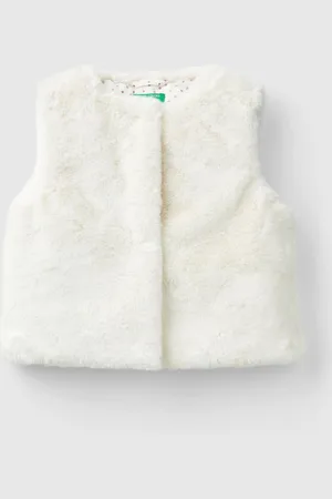 Benetton Girls Fur Vest With All-Over Lining