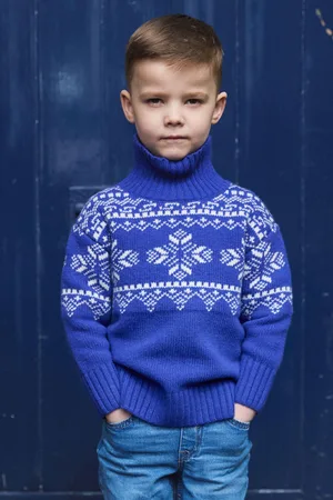 The Little Tailor Girls Kids Snowflake Chunky 100% Cotton Slouch Christmas Jumper