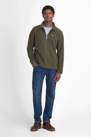Barbour Mens Olive Quarter Zip Essentials Fleece