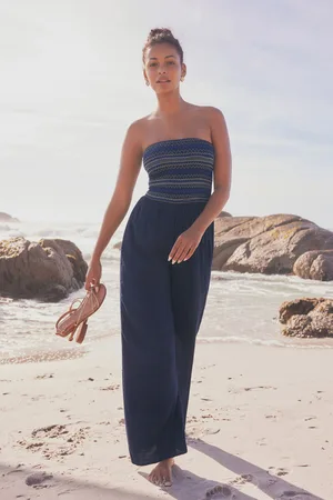 Next Womens Navy Multiway Halter-Tie Bandeau Wide Leg Jumpsuit