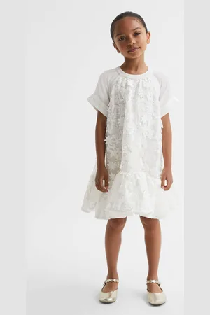 Reiss Girls Ivory Theo 9-13 yrs Embellished Flared Dress