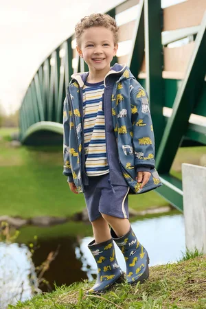 Hatley Blue Under Construction Zip Up Rain Jacket 10 Years (140cm)