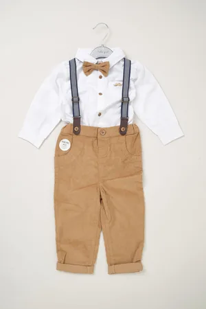Little Gent Boys Bow Tie Mock Shirt and Trousers with Braces Outfit Set