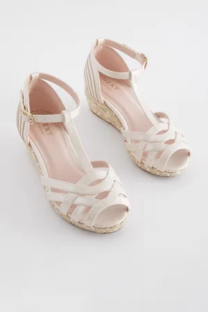 Next White Shimmer Heeled Wedge Sandals US 4 (UK 3)