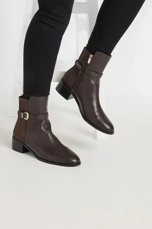 Long Tall Sally Brown Block Elastic Strap Boots AU 12 (EU 43)