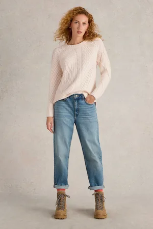 White Stuff Womens Patchwork Cable Jumper