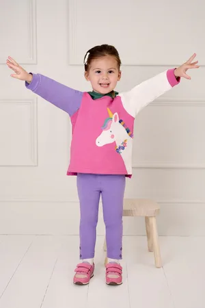 JoJo Maman Bébé Girls Unicorn Applique Novelty Hoodie And Leggings Set