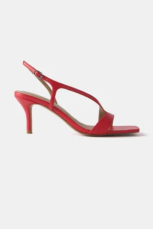 mint&berry Red Leather Strappy Kitten Sandals AU 9 (EU 41)