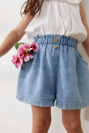 Next Girls Denim Button Shorts (3mths-7yrs)