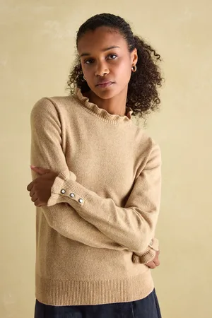 Joules Womens Edith Oat Frill Neck Jumper